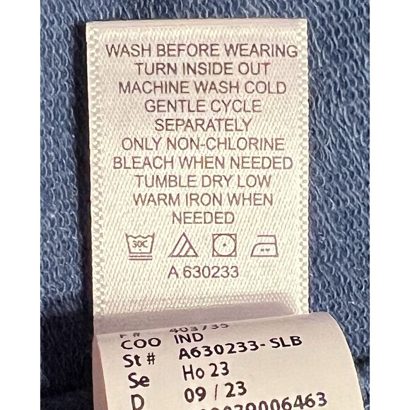 LOGO Life Lori Goldstein Hoodie Size Small Blue French Terry Pullover V-Neck - Picture 8 of 8